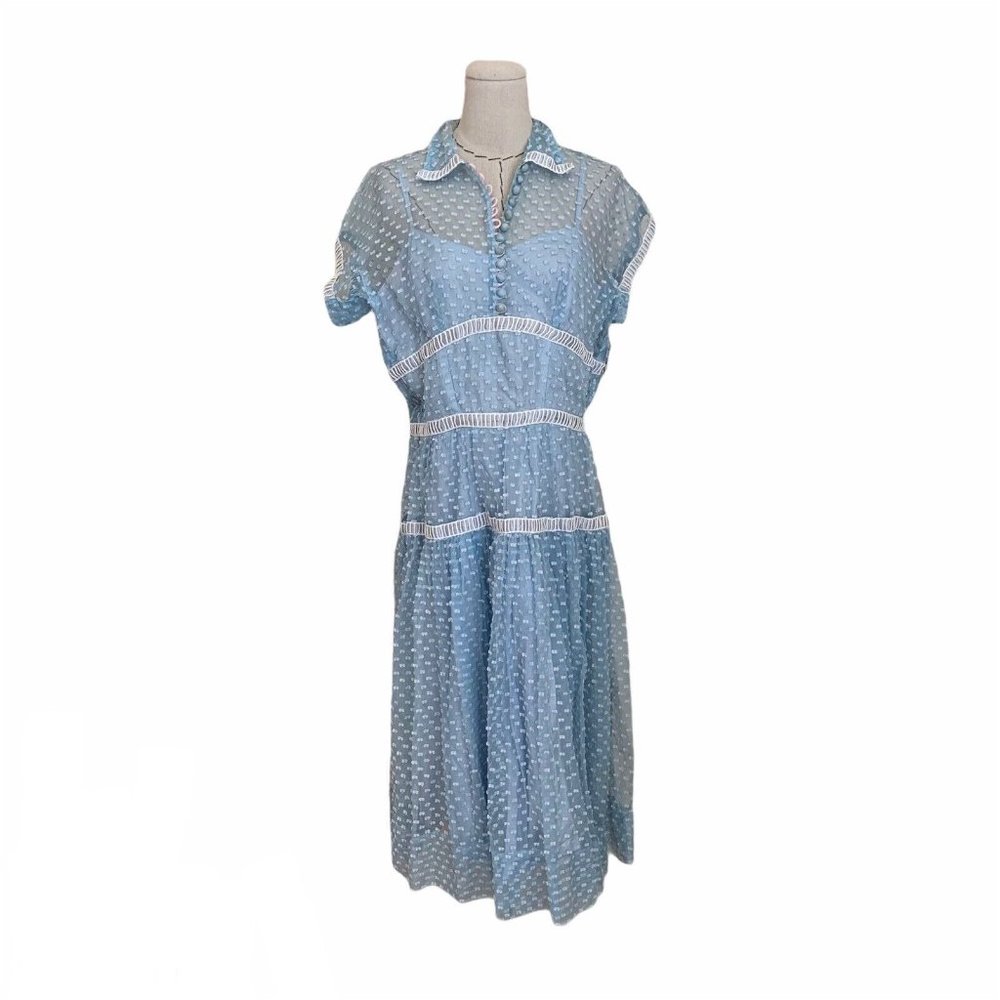 Elegant Blue Lace Dress